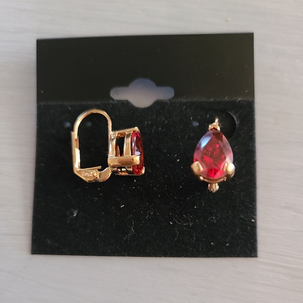 925 sterling silver earrings w pear shape ruby Hp🔥🔥🔥